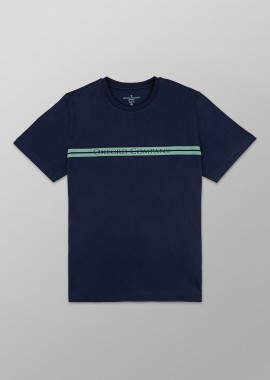 OXFORD COMPANY - Oxford Company ανδρικό T-shirt μονόχρωμο με λογότυπο Regular Fit - K502-MZ20.17 Μπλε Σκούρο
