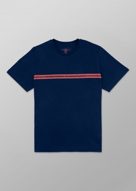 OXFORD COMPANY - Oxford Company ανδρικό T-shirt μονόχρωμο με λογότυπο Regular Fit - K502-MZ20.29 Μπλε