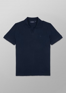 Oxford Company ανδρική μπλούζα πόλο πικέ μονόχρωμη με κεντημένο λογότυπο Regular Fit - P505-PZ00.03 Μπλε Σκούρο