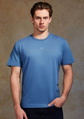 OXFORD COMPANY - Oxford Company ανδρικό T-shirt μονόχρωμο με κεντημένο λογότυπο Regular Fit - K501-MZ20.16 Μπλε