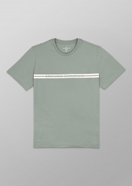 OXFORD COMPANY - Oxford Company ανδρικό T-shirt μονόχρωμο με λογότυπο Regular Fit - K502-MZ20.04 Λαδί