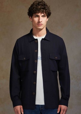 Oxford Company ανδρικό overshirt μονόχρωμο Regular Fit - B116-OZ21.04 Μπλε Σκούρο