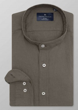 OXFORD COMPANY - Oxford Company ανδρικό sport πουκάμισο button down μονόχρωμο Regular Fit - L210-MZ20.05 Λαδί