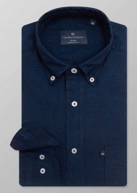 Oxford Company ανδρικό sport πουκάμισο button down μονόχρωμο Regular Fit - L310-BN11.12 Μπλε Σκούρο