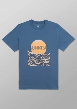 OXFORD COMPANY - Oxford Company ανδρικό T-shirt μονόχρωμο με print Regular Fit - K504-MZ20.16 Μπλε