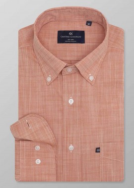 OXFORD COMPANY - Oxford Company ανδρικό sport πουκάμισο button down μονόχρωμο Regular Fit - F110-BZ10.05 Πορτοκαλί