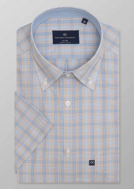 OXFORD COMPANY - Oxford Company ανδρικό sport πουκάμισο button down ριγέ Regular Fit - M130-BZ30.01 Μπλε