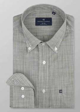 OXFORD COMPANY - Oxford Company ανδρικό sport πουκάμισο button down μονόχρωμο Regular Fit - F110-BZ10.09 Πράσινο Σκούρο