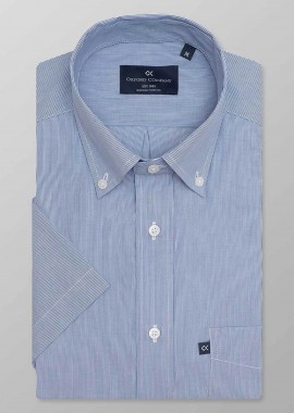 Oxford Company ανδρικό sport πουκάμισο button down ριγέ Regular Fit - M124-BZ30.01 Μπλε