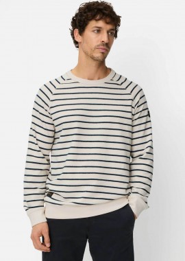 Camel Active ανδρική μπλούζα φούτερ με ριγέ σχέδιο Regular Fit - C261-409400-7W61 Υπόλευκο