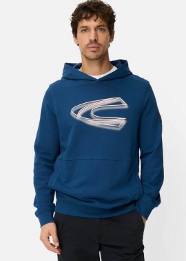 Camel Active ανδρική μπλούζα φούτερ με κουκούλα και monogram print Relaxed Fit - C261-409460-7W49 Μπλε