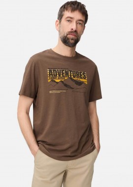 Camel Active ανδρικό T-shirt με lettering Relaxed Fit - C261-409700-7T17 Καφέ