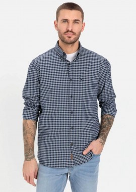 CAMEL ACTIVE - Camel Active ανδρικό πουκάμισο button down με καρό σχέδιο και τσέπη με κεντημένο monogram Regular Fit - C261NOS-409110-9S10N Μπλε Σκούρο