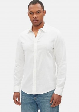 PEPE JEANS - Pepe Jeans ανδρικό λινό πουκάμισο μονόχρωμο Regular Fit - PM308844 Λευκό