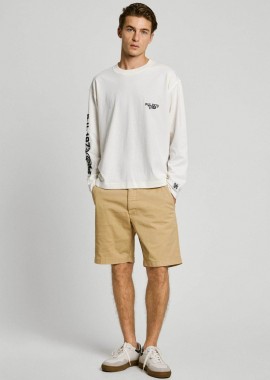 Pepe Jeans ανδρική βερμούδα chino Regular Fit - PM801181 Μπεζ