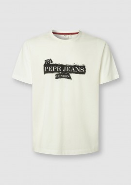 Pepe Jeans ανδρικό T-shirt μονόχρωμο με logo print 