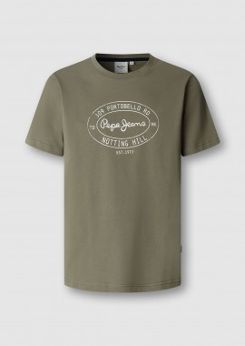Pepe Jeans ανδρικό T-shirt μονόχρωμο με logo print 