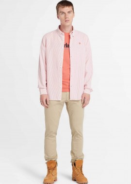 TIMBERLAND - Timberland ανδρικό chino παντελόνι μονόχρωμο με logo patch πίσω Slim Fit - TB0A2BYYDH41 Μπεζ