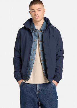 Timberland ανδρικό αδιάβροχο bomber jacket με αποσπώμενη κουκούλα και κεντημένο tree logo - TB0A44MQ4331 Μπλε Σκούρο