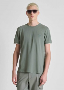 ANTONY MORATO - Antony Morato ανδρικό T-shirt με logo patch Regular Fit - KS02641FA100240 Λαδί