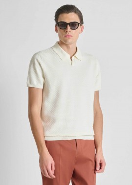 ANTONY MORATO - Antony Morato ανδρική μπλούζα πόλο textured Regular Fit - SW01601YA100071 Κρέμ