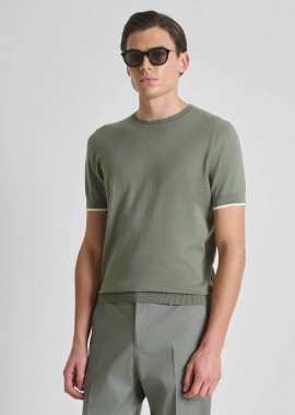 Antony Morato ανδρική πλεκτή μπλούζα μονόχρωμη Regular Fit - SW01602YA100073 Λαδί