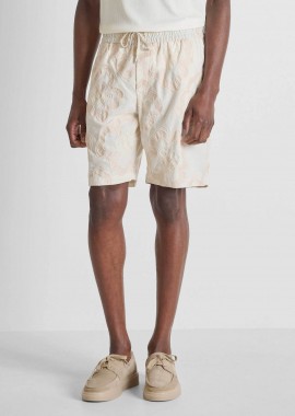 Antony Morato ανδρική βερμούδα με ελαστική μέση και floral pattern Regular Fit - SH00232FA440070 Εκρού