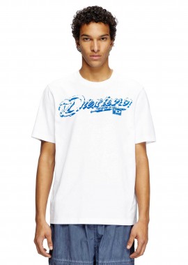 DIESEL - Diesel ανδρικό T-shirt με λογότυπο ''T-adjust-R7'' - S25A164060QIAM Λευκό