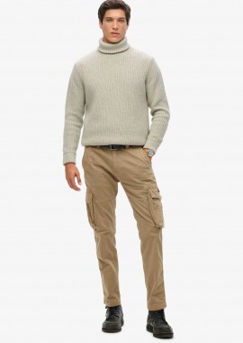 SUPERDRY & CO - Superdry ανδρικό παντελόνι cargo με logo patch Regular Fit - M7011132A Καμηλό