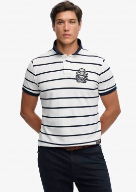 SUPERDRY & CO - Superdry ανδρική μπλούζα πόλο με ριγέ σχέδιο και κεντημένο badge Relaxed Fit