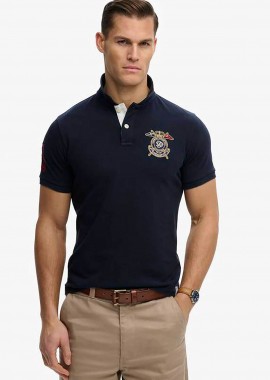 Superdry ανδρική μπλούζα πόλο με κεντημένο badge Relaxed Fit 