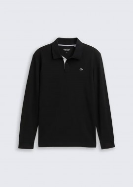 TOM TAILOR - Tom Tailor ανδρική μπλούζα πόλο με monogram Regular Fit - 1043278 Μαύρο
