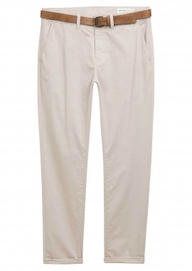 TOM TAILOR - Tom Tailor ανδρικό παντελόνι chino με ζώνη Slim Fit - 1027694 Εκρού