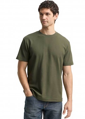 Tom Tailor ανδρικό T-shirt με waffle pattern Regular Fit - 1048599 Χακί