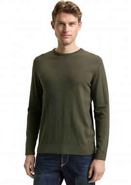 Tom Tailor ανδρικό πουλόβερ μονόχρωμο Regular Fit - 1049500 Χακί