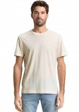 Tom Tailor ανδρικό T-shirt με κεντημένο λογότυπο Regular Fit - 1050139 Λευκό