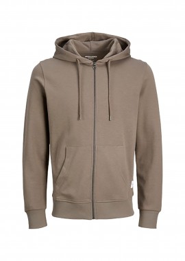 JACK & JONES ανδρική ζακέτα φούτερ με κουκούλα Regular Fit - 12181901 Καφέ