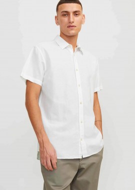 JACK & JONES ανδρικό κοντομάνικο πουκάμισο Comfort Fit - 12248383 Λευκό