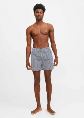 JACK & JONES ανδρικό μαγιό σορτς με ριγέ σχέδιο - 12253240 Μπλε Σκούρο