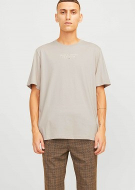 JACK & JONES - JACK & JONES ανδρικό T-shirt με logo print Regular Fit - 12217167 Μπεζ
