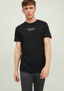 JACK & JONES ανδρικό T-shirt με logo print Regular Fit - 12217167 Μαύρο