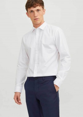 JACK & JONES ανδρικό πουκάμισο μονόχρωμο - 12187222 Λευκό