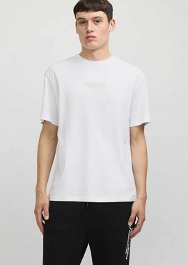 JACK & JONES ανδρικό T-shirt μονόχρωμο με logo print - 12269369 Λευκό