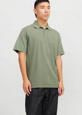 JACK & JONES - JACK & JONES ανδρική μπλούζα πόλο μονόχρωμη Regular Fit - 12257315 Πράσινο Μέντας
