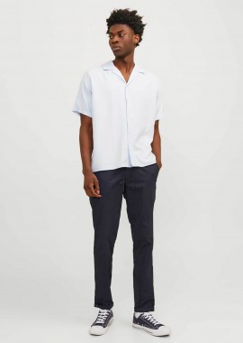 JACK & JONES ανδρικό παντελόνι chino μονόχρωμο - 12253071 Μπλε Σκούρο
