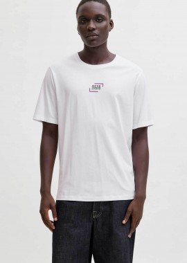 JACK & JONES ανδρικό T-shirt με graphic logo print Regular Fit - 12268415 Κρέμ