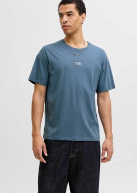 JACK & JONES ανδρικό T-shirt με graphic logo print Regular Fit - 12268415 Μπλε