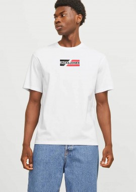 JACK & JONES ανδρικό T-shirt με graphic logo print Regular Fit - 12268415 Λευκό