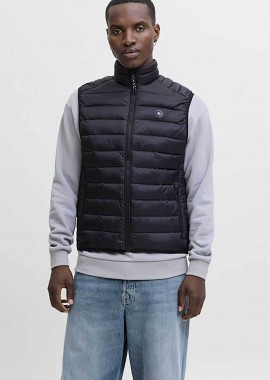JACK & JONES - JACK & JONES ανδρικό αμάνικό μπουφάν με καπιτονέ σχέδιο Slim Fit - 12280973 Μαύρο