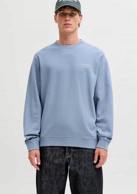 JACK & JONES ανδρική μπλούζα φούτερ με λογότυπο Relaxed Fit - 12287995 Μπλε